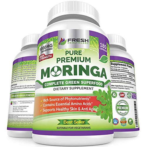 FRESH HEALTHCARE PURE PREMIUM MORINGA 1000 MG 180 CAPSULES - Hi Vitamins