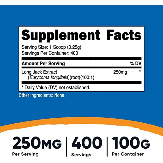 Nutricost® Long Jack 100 Grs Sin Sabor - Hi Vitamins