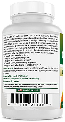 Best Naturals Ginger Root 550 mg 120 Cápsulas