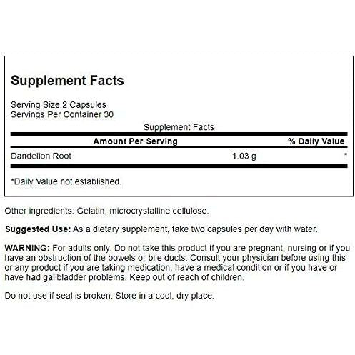 Swanson Dandelion Root 515 Mg 60 Capsules