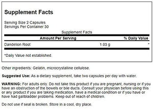 Swanson Dandelion Root 515 mg 60 Capsules