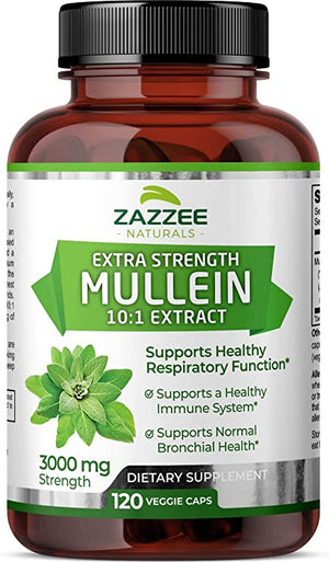 ZAZZEE NATURALS • MULLEIN 3000 MG 120 CAPSULES