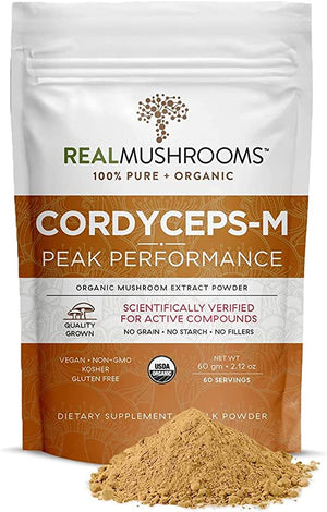 REAL MUSHROOMS™ CORDYCEPS-M PEAK PERFORMANCE ORGANIC MUSHROOM EXTRACT POWDER 2.12OZ 60 SERVINGS