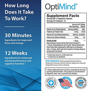 OptiMind Clear Focus Mental Energy & Cognition 32 Cápsulas