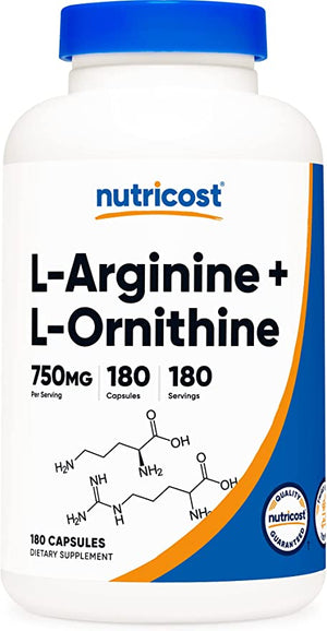 NUTRICOST® L-ARGININA L-ORNITINA 750 MG 180 CAPSULES