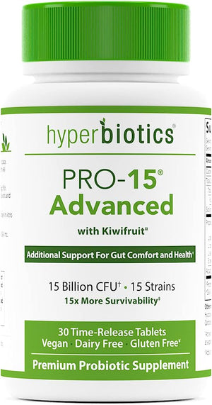 HYPERBIOTICS® PRO-15® ADVANCED WITH KIWIFRUIT 30 TIME RELEASE TABLETS