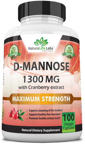 NATURALIFE LABS D-MANNOSE 1,300 MG 100 CAPSULES