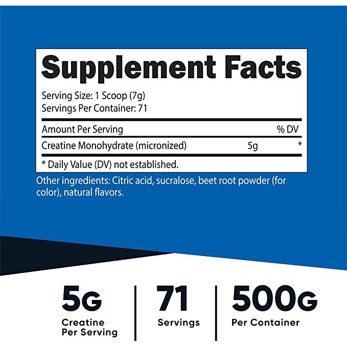 Nutricost Monohidrato de Creatina 500 G Sabor Ponche de Frutas - Hi Vitamins