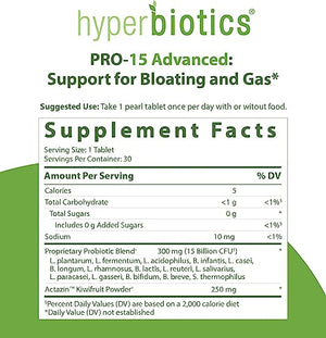 HYPERBIOTICS® PRO-15® ADVANCED WITH KIWIFRUIT 30 TIME RELEASE TABLETS