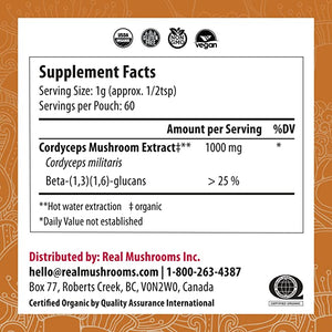 REAL MUSHROOMS™ CORDYCEPS-M PEAK PERFORMANCE ORGANIC MUSHROOM EXTRACT POWDER 2.12OZ 60 SERVINGS