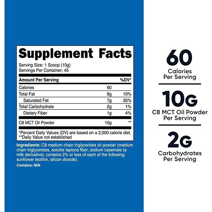 Nutricost® C8 MCT Oil Powder 454 Grs - Hi Vitamins