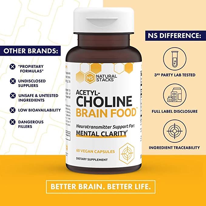 Natural Stacks® Acetyl - Choline Brain Food 60 Cápsulas - Hi Vitamins