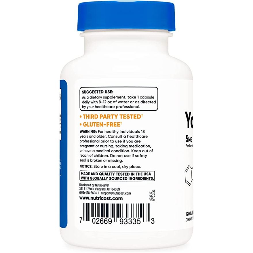 Nutricost Yohimbine 5mg 120 Cápsulas - Hi Vitamins