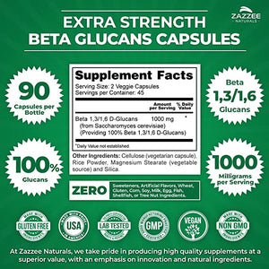 ZAZZEE NATURALS • BETA GLUCANS 1,3/1,6 - 100% 90 CAPSULES