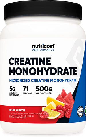 Nutricost Creatine Monohydrate Powder 500 g Fruit Punch Flavor