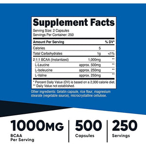 Nutricost ® Bcaa 500 Mg 500 Capsules 250 Servings