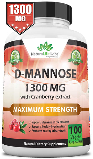 NaturaLife Labs D-Mannose 1,300 mg 100 Cápsulas