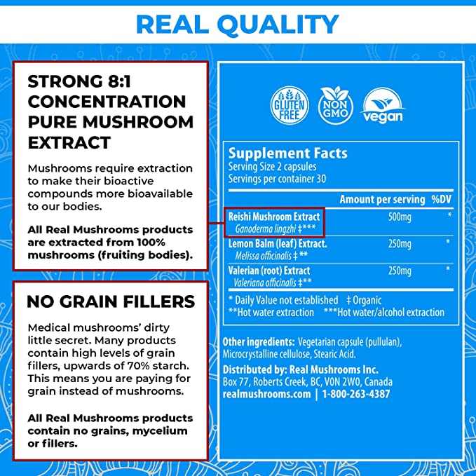 Real Mushrooms Realrest 60 Cápsulas - Hi Vitamins