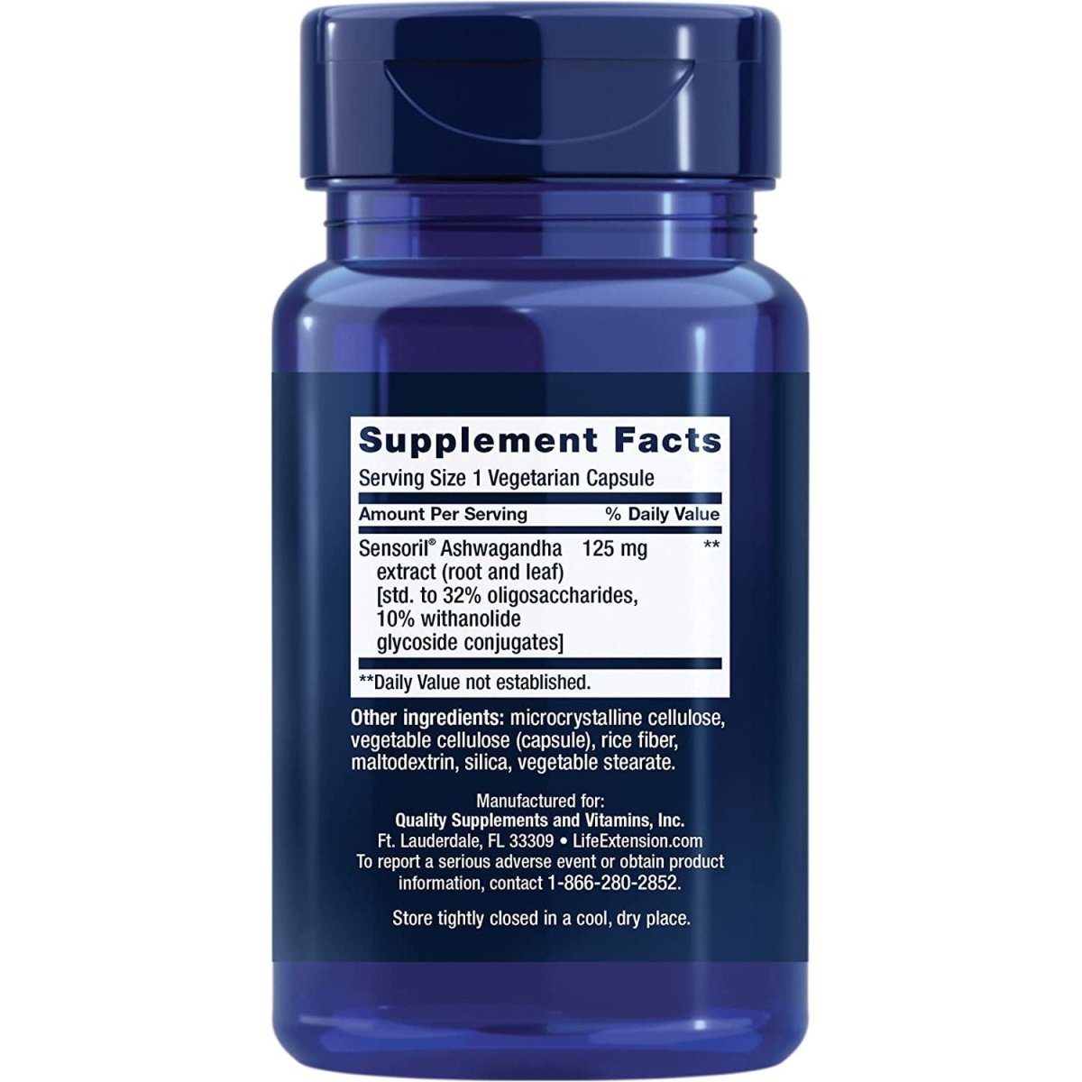Life Extension Optimized Ashwagandha 125mg 60 Cápsulas - Hi Vitamins