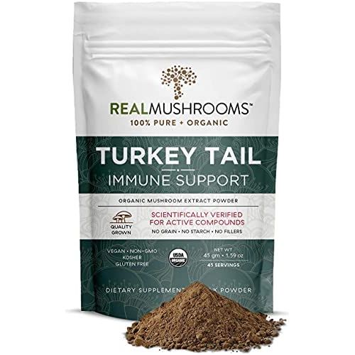 Real Mushrooms Turkey Tail Apoyo Inmunológico 1.59oz 45 Porciones - Hi Vitamins